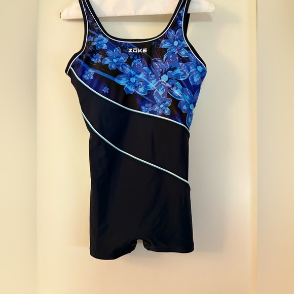 NEW- 2025 Full Coverage 
 Blue Floral Swimwear Bodysuit - Picture 2 of 11